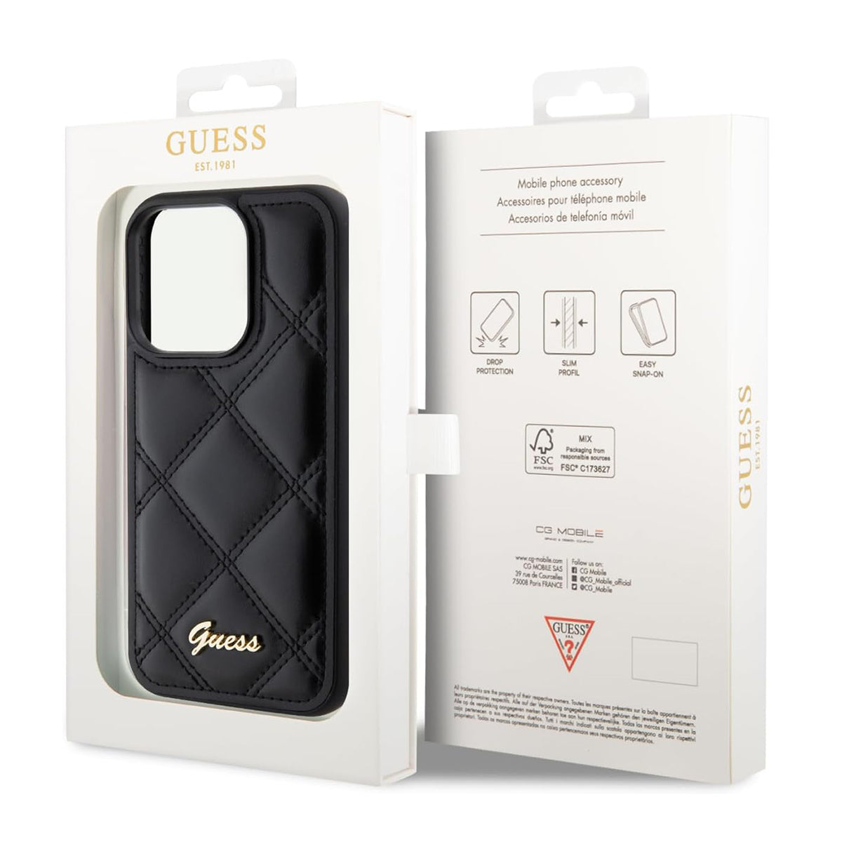 Guess iPhone Hülle - Metal Logo - Black